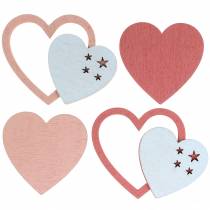 Artículo Decoración para controlar corazón rosa / blanco 24p