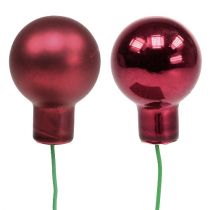 Artículo Mini bola navideña bayas de espejo de cristal rojo, rosa Ø20mm 140 piezas