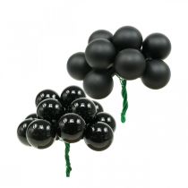 Artículo Mini bolas navideñas sobre alambre vidrio negro Ø20mm 140 piezas