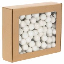 Artículo Mini bolas de cristal con forma de baya espejadas, montadas en alambre, blancas, 25 mm, 140 unidades