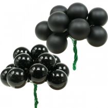 Artículo Mini bolas navideñas sobre alambre vidrio negro Ø25mm 140 piezas
