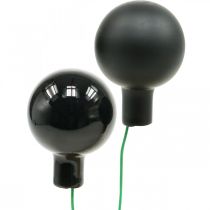 Mini bolas navideñas en alambre cristal negro Ø25mm 140p