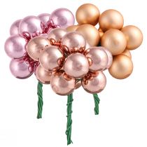 Artículo Espejo Bayas Rosa Albaricoque Bolas de Vidrio Alambre Ø20mm 140uds