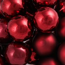 Artículo Bolas de cristal de alambre de bayas de espejo mezcla Burdeos Ø20mm 140 piezas