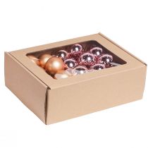 Artículo Bayas de espejo bolas de cristal alambre rosa albaricoque Ø40mm 32 piezas