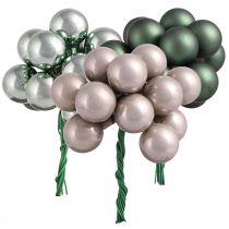 Artículo Espejo Bayas Navidad Verde Perla Gris Ø20mm 140 uds