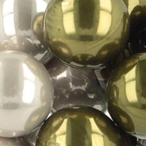Artículo Adornos navideños con forma de bayas de espejo, color verde y plateado, diámetro 20 mm, 140 unidades