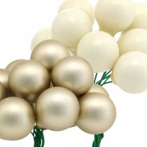 Artículo Mini bola navideña crema, bayas espejo beige Ø20mm 140 piezas