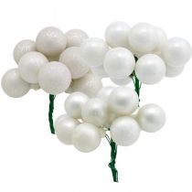 Artículo Mini bolas navideñas jaspeadas blancas surtidas espejo bayas Ø25mm 140 piezas