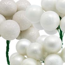 Artículo Mini bola navideña bayas de espejo jaspeadas blancas Ø20mm 140 piezas