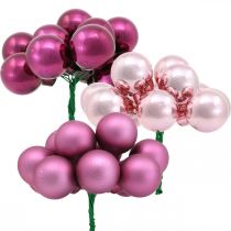Mini bola navidad baya rosa espejo bayas cristal Ø25mm 140p