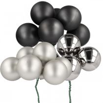 Artículo Mini bolas navideñas plata, vidrio antracita Ø40mm mezcla 32 piezas