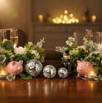 Artículo Bolas de espejo decorativas, elemento de decoración para fiestas, plateadas, 2-4 cm, 50 unidades