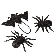 Artículo Figuras de araña y murciélago negras de 10 cm y 14 cm, 3 piezas