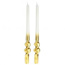 Artículo Velas torcidas velas en espiral de oro blanco Ø2cm H30cm 2 piezas