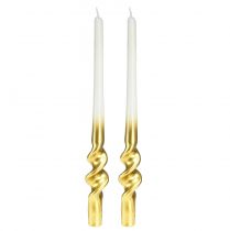 Artículo Velas retorcidas velas en espiral de oro blanco Ø2cm H30cm 2ud