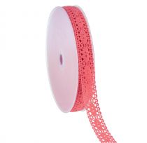 Artículo Cinta de encaje cinta decorativa cinta de regalo rosa W13mm L20m