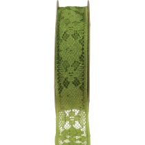Cinta de encaje verde 25mm estampado floral cinta decorativa encaje 15m