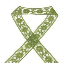 Artículo Cinta de encaje verde 25mm estampado floral cinta decorativa encaje 15m