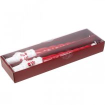 Artículo Vela cónica muñeco de nieve navidad rojo 26cm 2uds