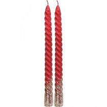 Velas cónicas velas torcidas velas espirales rojas 24cm 2pcs