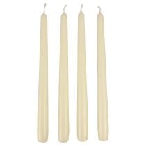 Velas cónicas, velas de palo, blanco marfil, 250/23 mm, 12 piezas
