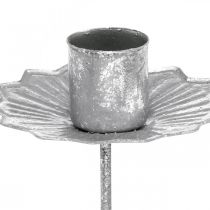 Artículo Candelero puntiagudo para pegar, decoración de Adviento, candelabro plata, aspecto antiguo Ø7cm