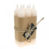 Artículo Vela de palo decoración de vela blanca crema 120mm/Ø21mm 6 piezas