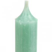 Artículo Velas de palo velas verdes vela de jade decoración Ø21mm 170mm 6 piezas