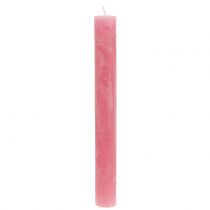 Artículo Velas de palo teñidas de rosa 34mm x 300mm 4 piezas