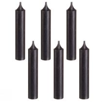 Artículo Velas cónicas velas cortas pequeñas negro 110mm Ø21mm 6 piezas manojo