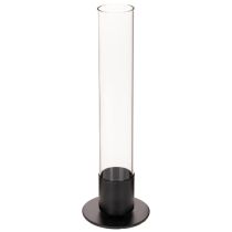 Artículo Portavelas cónico con cilindro de cristal. Sencillo y atemporal. 31 cm.
