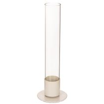 Artículo Portavelas moderno para velas cónicas con cilindro y base de cristal, 31 cm.