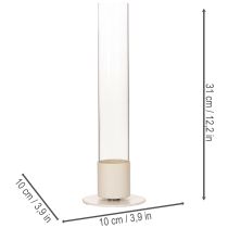 Artículo Portavelas moderno para velas cónicas con cilindro y base de cristal, 31 cm.
