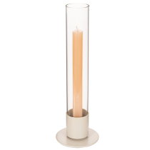 Artículo Portavelas moderno para velas cónicas con cilindro y base de cristal, 31 cm.