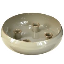 Artículo Portavelas 4 velas cuenco metal gris dorado 22,5cm