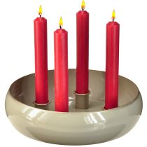 Artículo Portavelas 4 velas cuenco metal gris dorado 22,5cm