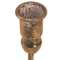 Artículo Portavelas de palo antiguo para 4 velas dorado 18×18cm Al.16,5cm