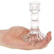 Artículo Portavelas transparente, diseño clásico, decoración de mesa, 12 cm, 2 unidades