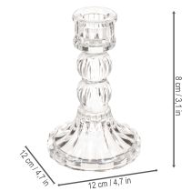Artículo Portavelas transparente, diseño clásico, decoración de mesa, 12 cm, 2 unidades