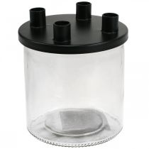 Portavelas de cristal Portavelas de varilla decoración de cristal H11cm Ø10cm