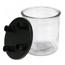 Portavelas de cristal Portavelas de varilla decoración de cristal H11cm Ø10cm