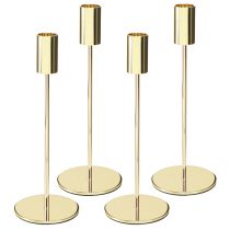 Artículo Portavelas moderno de metal dorado de 21,5 cm, 4 piezas