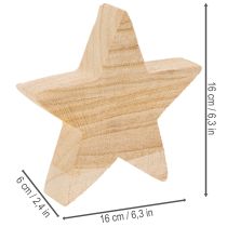 Artículo Portavelas rústico de madera con forma de estrella para velas cónicas, 16 cm.