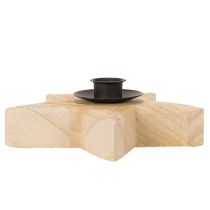 Artículo Portavelas rústico de madera con forma de estrella para velas cónicas, 16 cm.