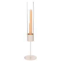 Artículo Portavelas cilíndrico de cristal moderno de 45 cm
