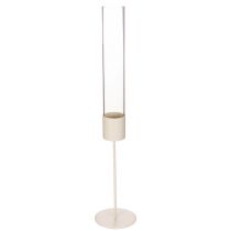 Artículo Portavelas con cilindro de cristal sobre base metálica de 50 cm.