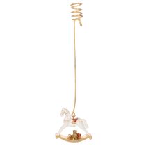 Artículo Portavelas con forma de caballito mecedora para árbol de Navidad, 20 cm, 3 unidades