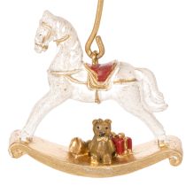 Artículo Portavelas con forma de caballito mecedora para árbol de Navidad, 20 cm, 3 unidades