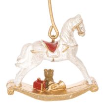 Artículo Portavelas con forma de caballito mecedora para árbol de Navidad, 20 cm, 3 unidades